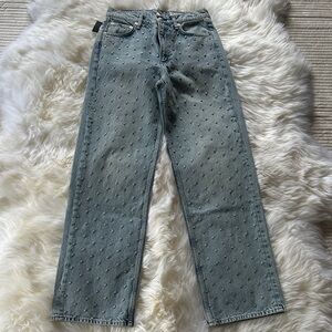 rag & bone Light Wash Embellished Straight-Leg Jeans NWT